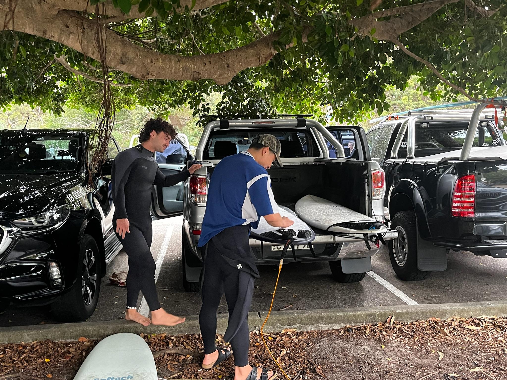 Rami preparing to surf