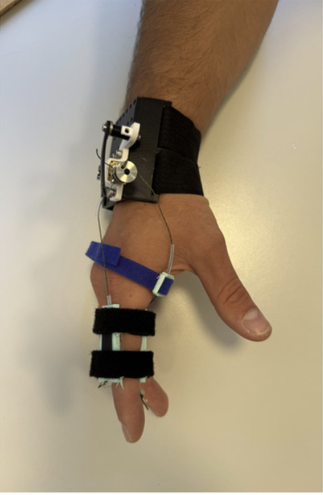 Integrated tendon-driven finger actuator worn on a hand